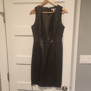 Banana Republic Chocolate Brown Leathet  Midi Dress Sz 4